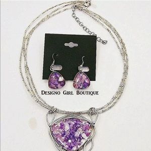 Purple Shell Necklace & Earrings Hand made India